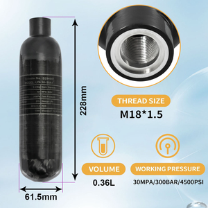 TUDIVING Nouveau Design <span class=keywords><strong>Prix</strong></span> Compétitif <span class=keywords><strong>Mini</strong></span> 0.36L 4500psi 300bar Entièrement Enveloppé Matériau Composite Paintball Réservoir D'air En Fiber De Carbone - Product Image 3