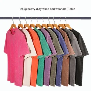 도매 대형 250G 씻어 빈티지 티셔츠와 반바지 세트 100% 코튼 니트 캐주얼 스타일 DTG 기법 - Product Image 2