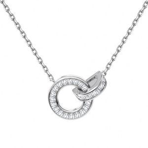 Collar con Colgante de Doble Círculo Entrelazado de Plata de Ley Hipoalergénica con Circonita Cúbica 5A de Dylam Fine Jewelry para Mujer - Product Image 1