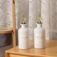 Distributeur d'huile d'olive Bouteille en verre blanc pour distributeur de sirop de café de cuisine pour accessoires de bar à café 350ml 500ml