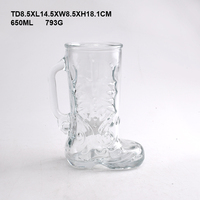 Ensemble de 2 tasses à bottes en verre avec poignées, verres à bière, sans plomb, lavables au lave-vaisselle
