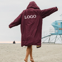 Robe de change unisexe grande taille à capuche épaisse, doublée en polaire Sherpa, respirante, coupe-vent, imperméable, séchage rapide, parka zippée pour le surf