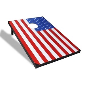 Jeu de Cornhole en bois avec sacs de lancer pour utilisation en extérieur et en intérieur, plateau de jeu de 48x24 pouces avec motif drapeau américain - Product Image 5