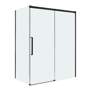 Marco <span class=keywords><strong>de</strong></span> aluminio, <span class=keywords><strong>mampara</strong></span> <span class=keywords><strong>de</strong></span> <span class=keywords><strong>ducha</strong></span> <span class=keywords><strong>de</strong></span> vidrio templado, bandeja rectangular, puerta abierta, rueda <span class=keywords><strong>de</strong></span> rodillo <span class=keywords><strong>de</strong></span> pared, partición deslizante para Baño - Product Image 4