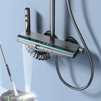 Ensemble de douche LED en chrome poli chaud et froid avec affichage numérique Robinets à vanne en céramique à poignée unique Bain pluie pour salle de bain