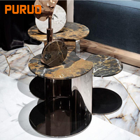 Table basse en marbre moderne et créative PURUO avec design en bois, meuble élégant pour salon, table centrale pour usage domestique