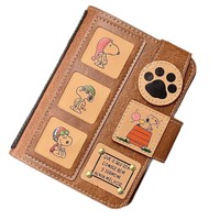 Cuaderno de Hojas Sueltas A7 Snoopys, Cuaderno Retro de Cuero PU con Anillas Extraíbles, Diario de Bolsillo Portátil, Libreta de Notas