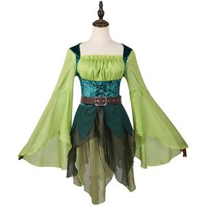 Costume da Elfo Medievale Verde per <span class=keywords><strong>Donna</strong></span>, Abito Magico da <span class=keywords><strong>Fata</strong></span> con Cintura e Ali per Halloween e Cosplay - Product Image 5