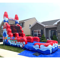 Châteaux gonflables commerciaux avec toboggan aquatique et piscine pour parcs d'attractions et fêtes