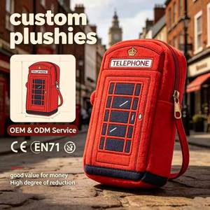 Estuche de Lápices de Peluche con Diseño de Cabina Telefónica Roja Británica, Estuche Creativo para Lápices con Diseño de Dibujos Animados, Bolsa de Papelería para la Escuela, Oficina y Uso Diario - Product Image 1