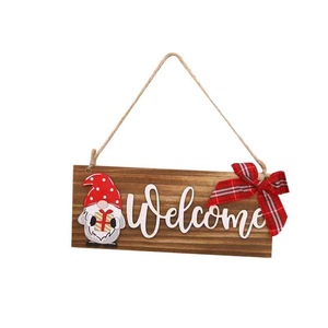 Panneau de bienvenue en bois avec gnome et nœud, décoration murale de Noël, forme rectangulaire, taille personnalisable - Product Image 5