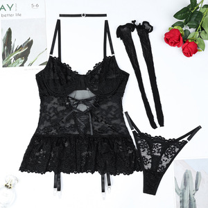 ชุดบอดี้สูทลูกไม้ปักลายเซ็กซี่ลดราคาพิเศษ ขายส่ง ชุดชั้นในผู้หญิงแบบซีทรู - Product Image 6