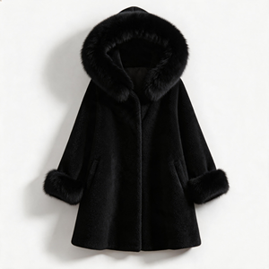 Manteau long en <span class=keywords><strong>polaire</strong></span> Teddy pour <span class=keywords><strong>femme</strong></span> grande taille, avec capuche et bordure en fausse fourrure, épais, chaud, élégant, chic, décontracté, vêtement d'extérieur d'hiver, parka - Product Image 2