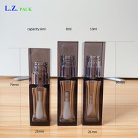 LZ Pack Nouveauté Tube à gloss vide transparent noir carré 6ml 8ml 10ml avec grand applicateur, en PET, personnalisable avec logo