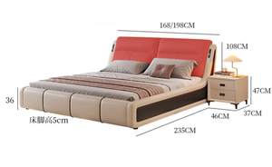 <span class=keywords><strong>Cama</strong></span> Moderna Inteligente Ajustable de Cuero con Luz Nocturna LED - Base de <span class=keywords><strong>Cama</strong></span> Queen Ergonómica Tapizada de 3 Niveles - Directo de Fábrica - Product Image 6