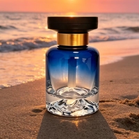 Bouteille en verre vide de 120 ml pour diffuseur de parfum de voiture, avec fond volcan bleu dégradé personnalisé, finition noir mat de luxe, gravure et marquage à chaud