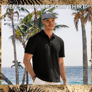 Tissu en maille 100% polyester pour chemise pour homme |   Chemise de golf à manches courtes respirante géométrique d'été |   Options de couleur personnalisées OEM/ODM - Product Image 2