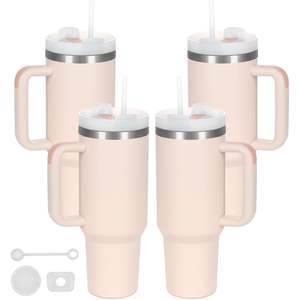 Gobelet isotherme en acier inoxydable 40 oz avec poignée, couvercle et paille, réutilisable pour la maison, les voyages, le camping et la randonnée - Product Image 3