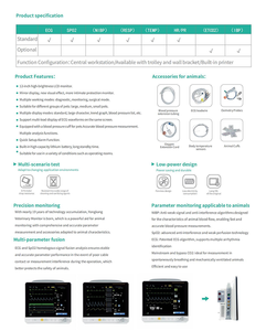 Draagbare Veterinaire Diagnostische Apparatuur Ve12 Veterinaire <span class=keywords><strong>Ecg</strong></span> Monitor Goede Prijs - Product Image 4
