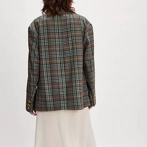 Blazer a Cuadros Cruzado Extra Grande para Mujer, Prenda Exterior Moderna y Versátil, Nueva y en Oferta - Product Image 3