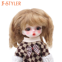 FSTYLER Mohair Mini Bjd Boucles Soyeuses 18 Pouces Personnalisé Vente En Gros En Vrac Réglable Poupée Accessoires pour BJD Poupée Cheveux Perruque