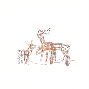 Figuras de Renos con Luces Navideñas, 229 LED, Blanco Cálido, Enchufe de Pared Metálico, 110V - Product Image 1