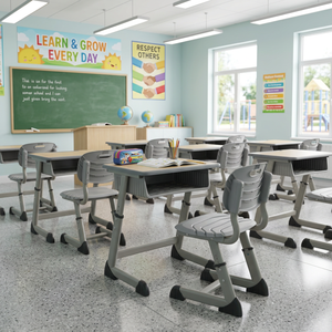 Ensemble de chaise et de bureau pour étudiants, ergonomique, respirant, réglable en hauteur, pour adolescents, pour la maison, la salle de classe, l'étude - Product Image 1