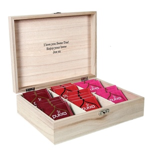 JUNJI Gentlemen's Teas Personalized Wooden Tea Box Engraved Wood Tea Gift Packing Box