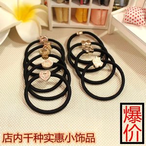 Coleteros de estilo coreano, bandas elásticas negras para el cabello con dijes metálicos para niñas, regalo para niños, tocados de verano 2021 - Product Image 1