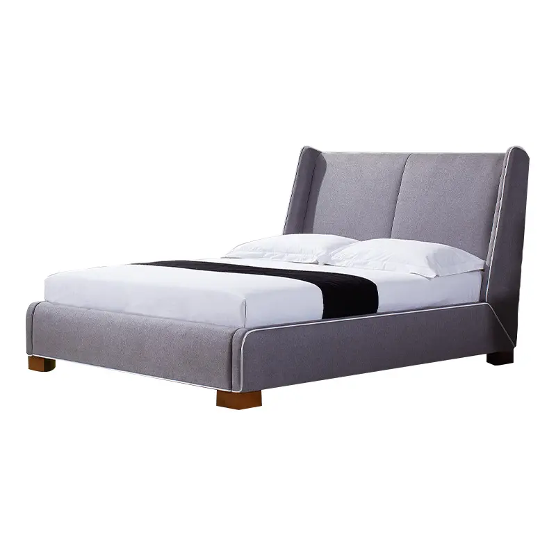 カスタム北欧の高級デザイン無垢材ベッドキングサイズホーム家具ベッド
