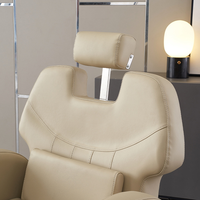 Fauteuil de salon de coiffure haut de gamme en cuir véritable pour célébrités d'Internet, idéal pour la coiffure et le rasage