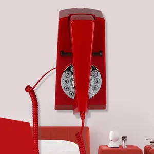 Điện thoại có dây điện thoại cố định Retro treo tường Điện thoại bàn điện thoại với chuông lớn và thiết bị cầm tay điều khiển âm lượng