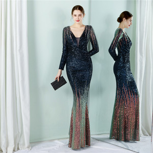 19037 #   Robes de <span class=keywords><strong>soirée</strong></span> de haute qualité pour femmes, robes longues à manches longues, dégradé de paillettes, <span class=keywords><strong>robe</strong></span> de mariée, <span class=keywords><strong>robe</strong></span> de fête - Product Image 2