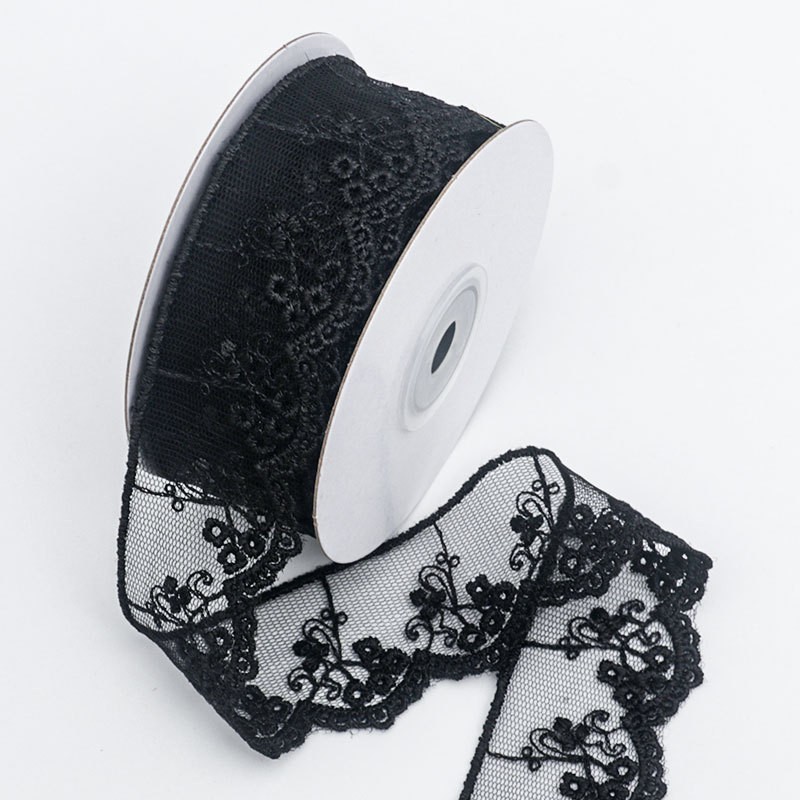 Black-Single Scalloped Edge (4cm, 5 Yards)