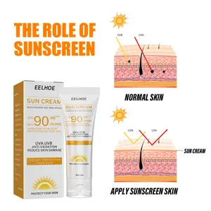 Protetor solar de corpo facial oem mm, protetor solar em creme para proteção da pele, anti-envelhecimento, controle de óleo spf 50/spf 90