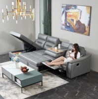 Canapé-lit sectionnel multifonctionnel moderne avec fauteuil inclinable électrique, chaise longue de rangement et console abattable avec porte-gobelets, ensemble de canapés en tissu