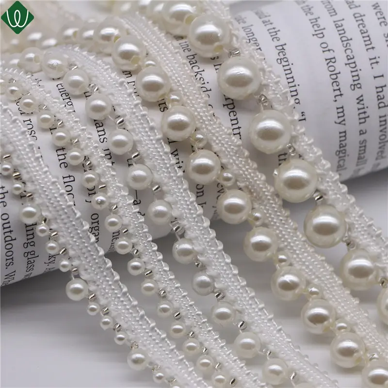 Wholesale pearl lace beads lace crochet trim fashion lace Trim