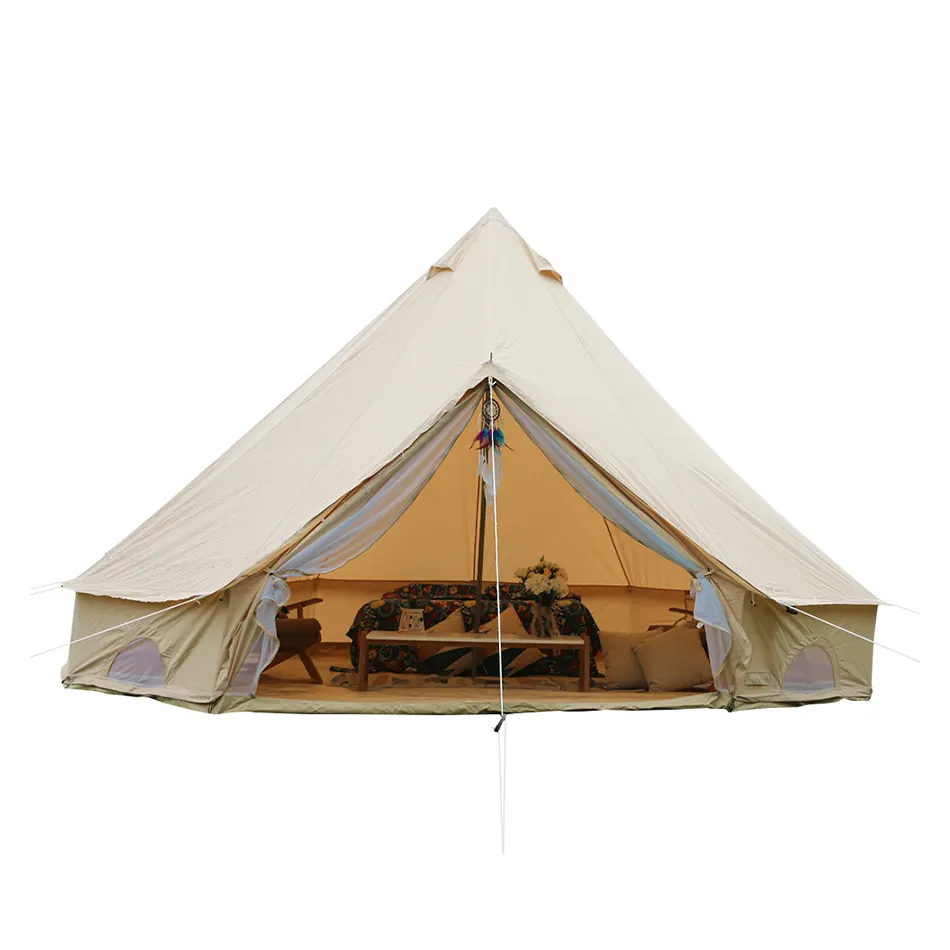 4M Tenda Kanvas Mewah Anti Air, Tenda Berkemah Luar Ruangan, Tahan Air, Tenda Yurt, Tenda Bel Hotel Mewah