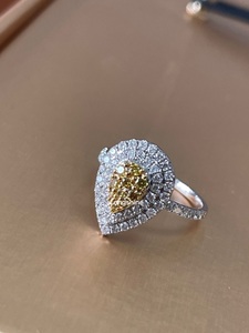 Anello di fidanzamento con diamante bianco combinato con diamante giallo nazionale Waterdrop alla moda - Product Image 4