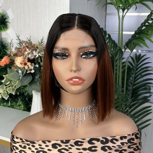 SDD 2x6 Kimky Closure <b>Bob</b> <b>Wig</b> 100% Human Hair Mixed Color Glueless <b>Wig</b> Bone Straight - Product Image 2