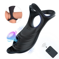 Saugender Penisring mit 5 Vibrationsstufen, Fernbedienung, ABS+Silikon, Unisex, Verzögerungs-Doppelring-Vibrator, Erotik-Großhandel