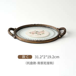 Plateau rond en fer et verre de style rustique français, design multifonctionnel, service alimentaire, décoration de la maison, <span class=keywords><strong>rangement</strong></span> de <span class=keywords><strong>bijoux</strong></span> - Product Image 5