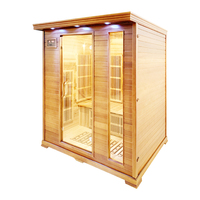Sauna infrarouge lointain au design durable pour 4 personnes, sauna intérieur pour le soulagement du stress et la relaxation musculaire, utilisation bien-être, sauna en bois massif