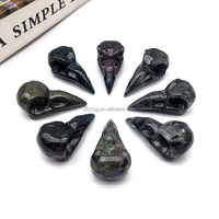 Vente en gros : Tête d'oiseau en obsidienne naturelle de 4 cm, sculptée en forme de corbeau, artisanat en cristal poli, tête d'oiseau Yooperlite pour la guérison et la décoration