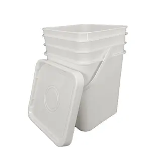 5 Gallon Nhựa Vuông Màu Trắng Xô Có Nắp