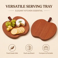 Planche à découper en bois d'ébène en forme de pomme - Plateau de service mignon pour fruits, plateau à fromage et charcuterie, assiette en bois pour hôtel, cadeau, vente en gros
