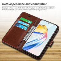 Casing Dompet Kulit PU Tekstur Retro untuk Huawei Honor 200 Lite X7A X9B Magic 6 Lite, Casing Ponsel POCO X7 X6 S25 Ultra
