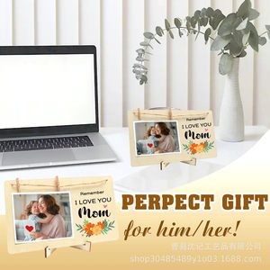 Cadre photo en bois 4x6 pouces, présentoir de table avec pinces à linge et corde, cadeau pour la fête des mères - Product Image 5