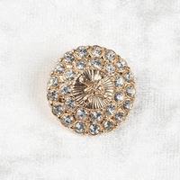 Bouton rond en métal personnalisé de haute qualité en alliage de zinc plaqué or entièrement serti de diamants pour manteau trench-coat