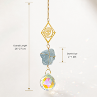Attrape-soleil en pierre brute de Célestite naturelle, carillon éolien, harmonie Soleil-Lune, ornement suspendu, décoration intérieure, cadeau